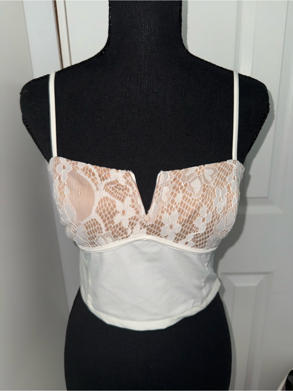 Tiger Mist White Lace Bustier Crop Top